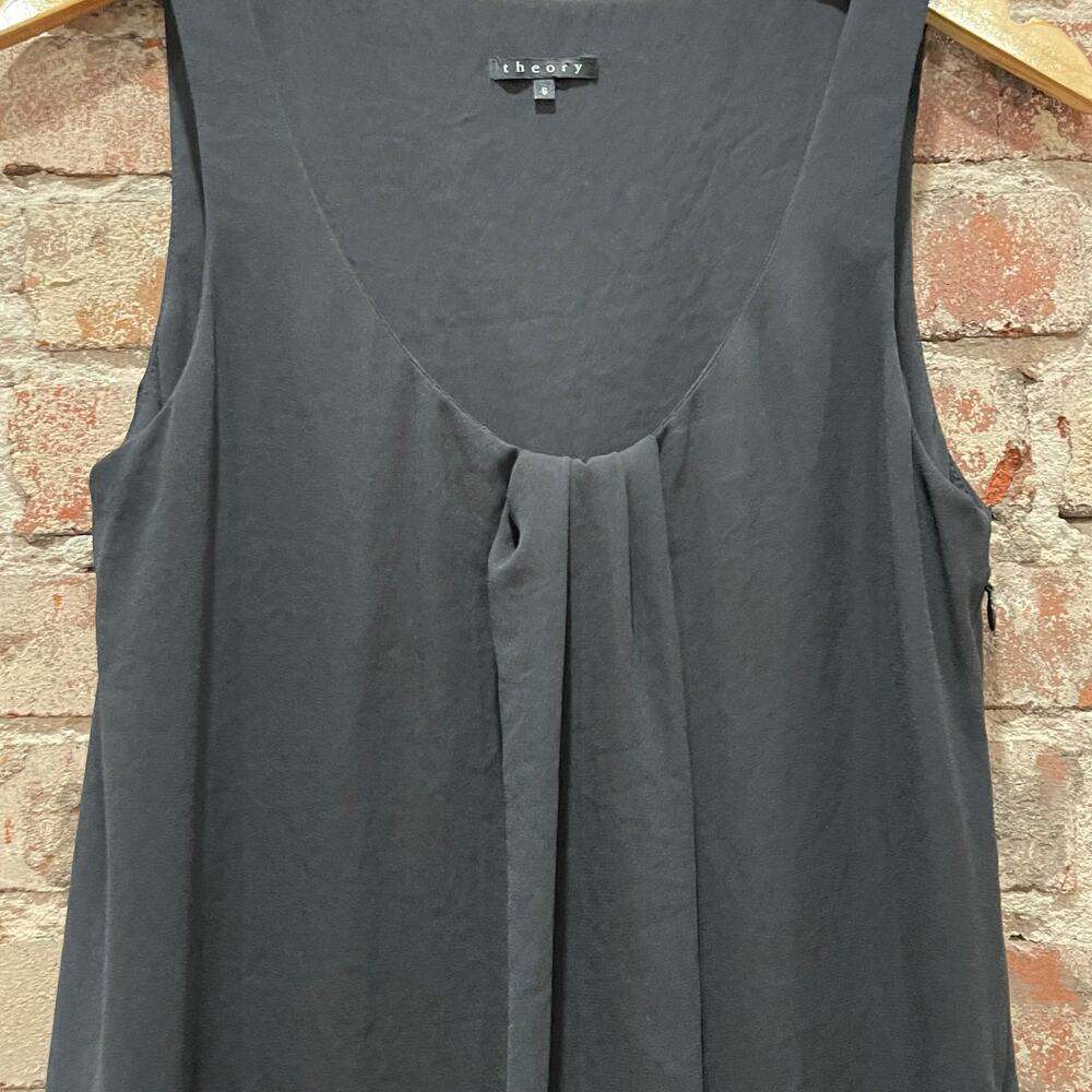 Theory Black Drape Silk Dress Size 6 - Picture 4 of 6
